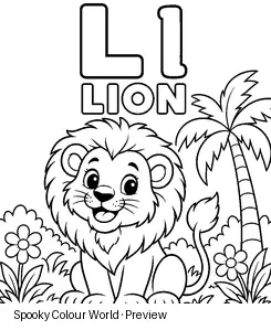 L Lion colouring preview