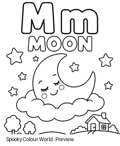 M Moon colouring preview