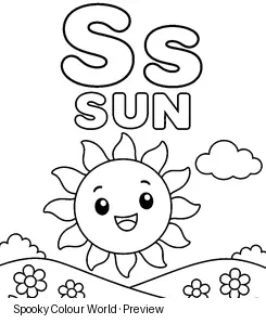 S Sun colouring preview
