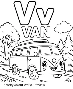 V Van colouring preview