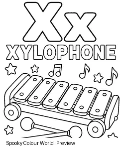 X Xylophone colouring preview