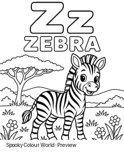 Z Zebra colouring preview
