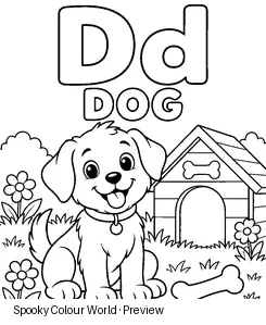 D Dog colouring preview