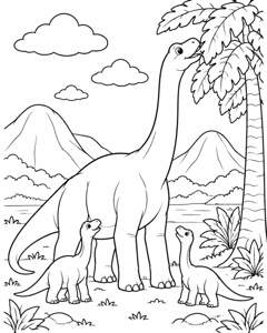 Brachiosaurus Treetop Lunch colouring page preview