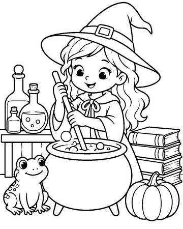 Bubbling Cauldron Potion colouring page preview