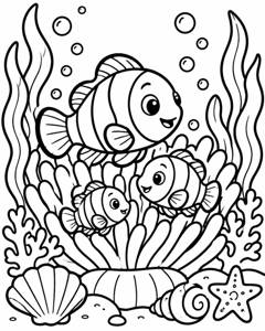 Clownfish Anemone Home colouring page preview