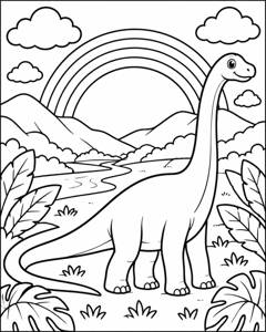 Diplodocus Rainbow Valley colouring page preview