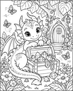 Dragon Gem Tree colouring page preview