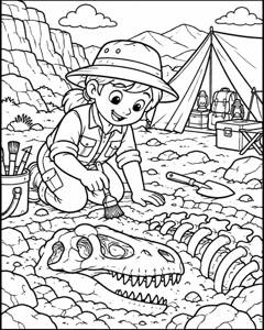 Fossil Discovery Camp colouring page preview