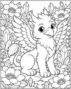 Griffin Gem Garden colouring page preview