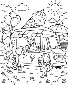 Ice Cream Van Park colouring page preview