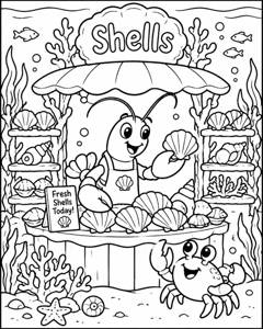Lobster Shell Market colouring page preview