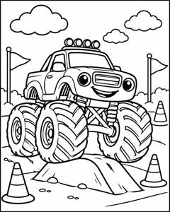 Monster Truck Obstacle colouring page preview