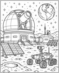 Moon Base Observatory colouring page preview