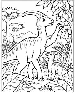Parasaurolophus Fruit Grove colouring page preview