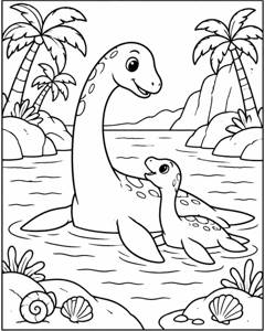 Plesiosaur Lagoon colouring page preview