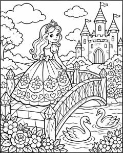 Princess Crystal Bridge colouring page preview