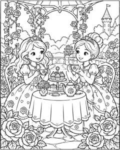 Princess Garden Tea colouring page preview