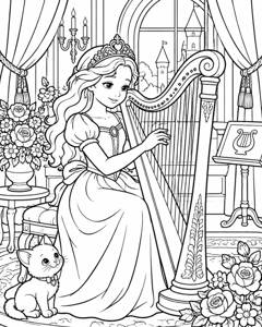 Princess Music Room colouring page preview