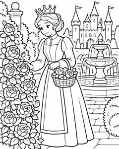 Princess Rose Maze colouring page preview