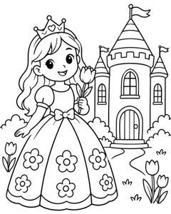 Princess Tulip Castle colouring page preview