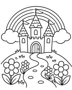 Rainbow Hill Castle colouring page preview