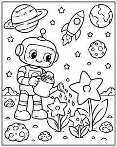 Robot Meteor Garden colouring page preview