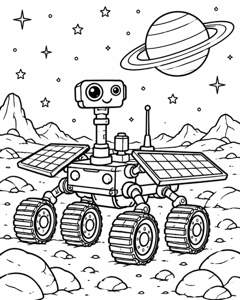 Rover Ringed Planet colouring page preview