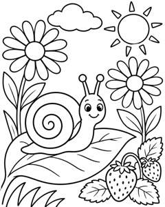 Snail Daisy Leaf colouring page preview