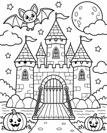 Batty Castle colouring page preview