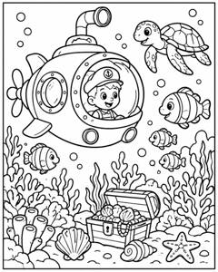 Submarine Reef Window colouring page preview