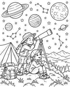 Telescope Hill Adventure colouring page preview