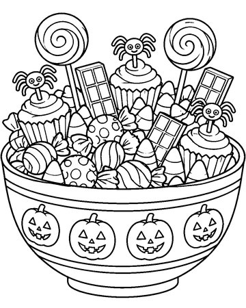 Big Bowl of Treats colouring page preview