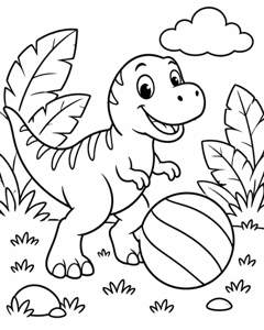 T-Rex Ball Play colouring page preview