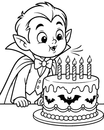 Little Vampire's Birthday colouring page preview
