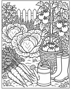 Vegetable Garden Harvest colouring page preview