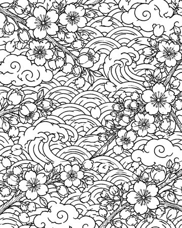 Cherry Blossom colouring page preview