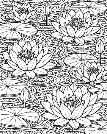 Lotus Pond colouring page preview