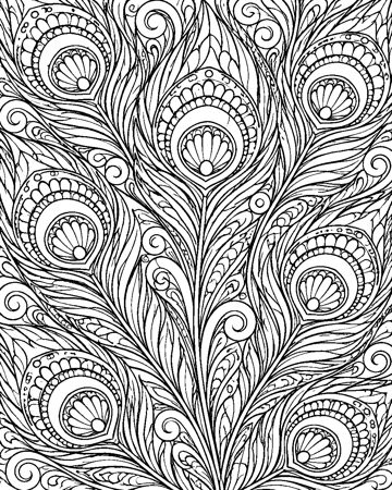 Peacock Feathers colouring page preview