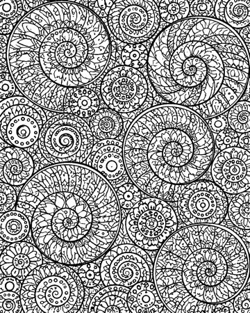 Spiral Doodles colouring page preview