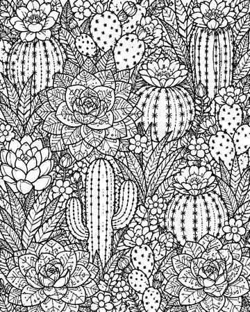 Succulent Garden colouring page preview