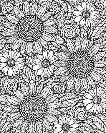 Sunflower Field colouring page preview