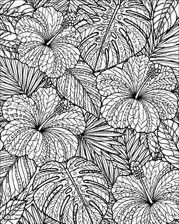 Tropical Leaves colouring page preview